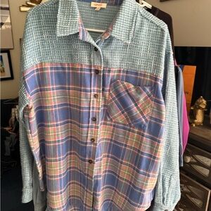 Colorful Plaid Button-Up Shirt M/L